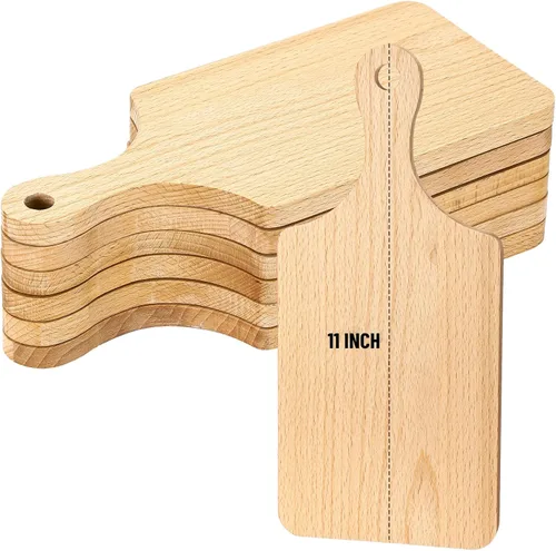 Vista 11 de Lounsweer Tabla de cortar gruesa de 6 piezas, tablero de madera a granel para cortar servir embutidos material para grabado láser, día de la madre