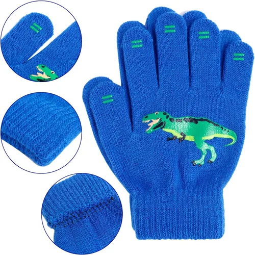 Vista 3 de SUNNEEHOME Kids Gloves Winter Bulk for Boys or Girls Gloves Warm Knitted Stretchy Full Fingers Gloves for Birthday Gift