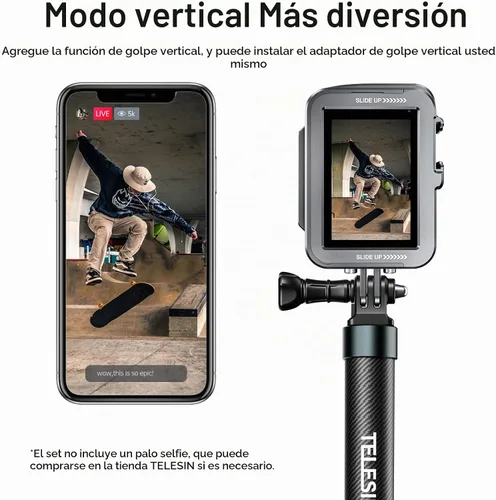 Vista 3 de TELESIN Carcasa metálica de aluminio para GoPro 13, 12, 11, 10, 9, kit de montaje vertical, protector de marco protector de carcasa de esqueleto, se