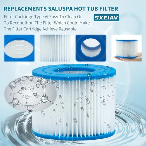 Vista 5 de Filtro de spa tipo vi y cartucho de repuesto de filtro para bañera de hidromasaje Coleman, para filtro inflable para bañera de hidromasaje