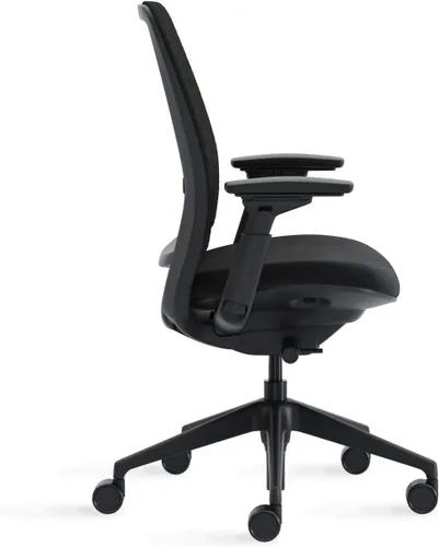 Vista 4 de Silla de oficina Steelcase Serie 2, marco de grafito, Cogent Connect Aubergine, ruedas para piso duro