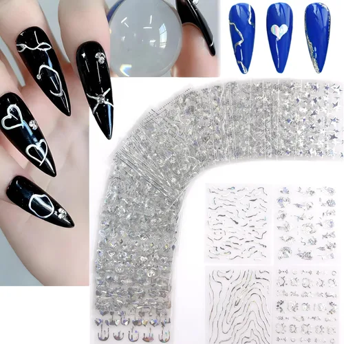 Vista 14 de 30 hojas de calcomanías de uñas del 4 de julio para arte de uñas, Día de la Independencia, calcomanías de arte en 3D, autoadhesivas, bandera