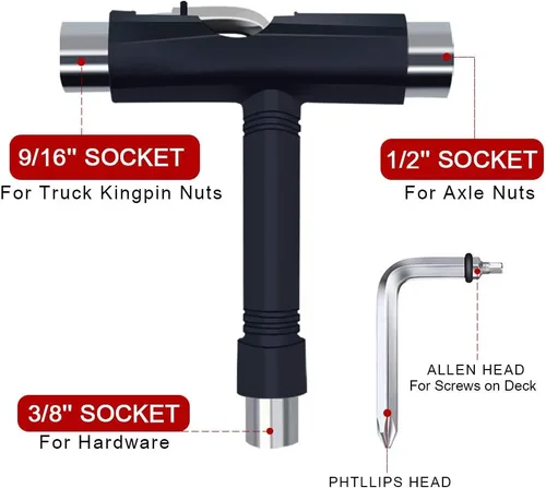 Vista 2 de C&Xanadu Upkeep All-in-One Multi-Function Portable Skate Tool with 2-in-1 Allen Wrench & Phillips Head Screwdriver for Adjusting and Tightening