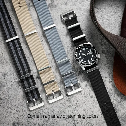 Vista 2 de Ritche Elite - Correas de reloj de nailon acanaladas para hombre, 0.709 in, 0.787 in, 0.866 in, correas de reloj para hombre, para deportes, trabajo
