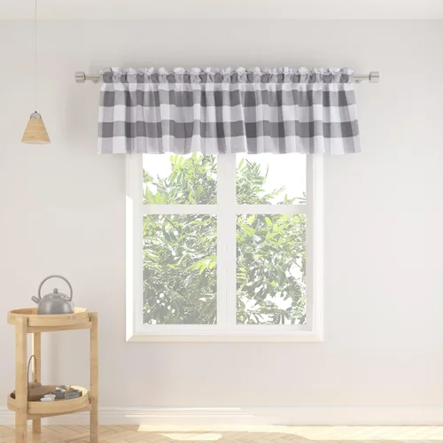 Vista 113 de Cenefas de cortina para ventana de 16 pulgadas de largo, 2 paneles de cuadros búfalo, cortinas pequeñas con bolsillo para barra, estilo clásico