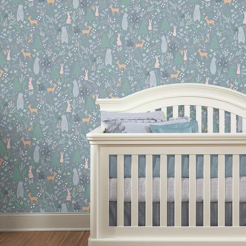 Vista 6 de RoomMates RMK12121RL Green Spring Forest Pals - Papel tapiz para despegar y pegar