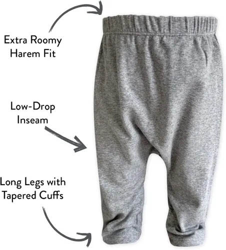 Vista 3 de HonestBaby Baby Infant Organic Cotton Cuff-Less Harem Pants Multi-Pack