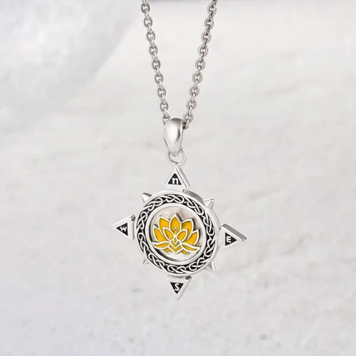 Vista 6 de LINGBG JEWELRY Compass Necklace 925 Sterling Silver Id Be Lost Without You Journey Necklace
