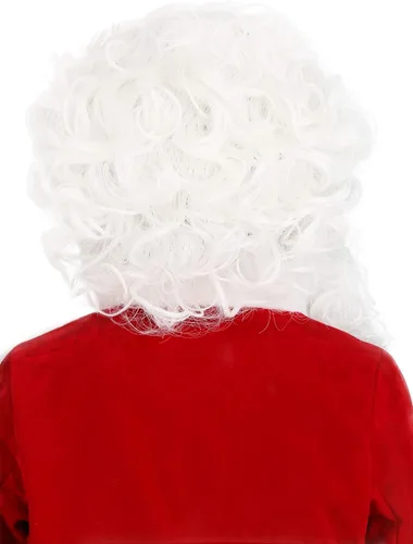 Vista 4 de Fun Costumes Peluca y barba sintética de Papá Noel blanco