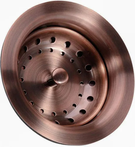 Vista 4 de KONE - Conjunto de drenaje para fregadero de cocina de 3-1/2 pulgadas con cesta de colador/tapón, todo de acero inoxidable, cobre antiguo, duradero