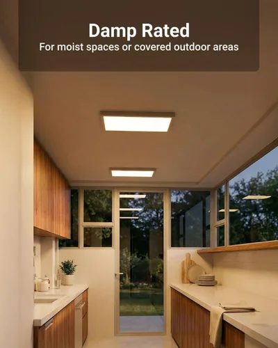 Vista 2 de Sunco Paquete de 6 Luces de Panel Plano LED de 1x2, CCT Dual Seleccionable 3500K/4000K/5000K y Potencia Seleccionable 16W/18W/20W, 2000 LM, Triac