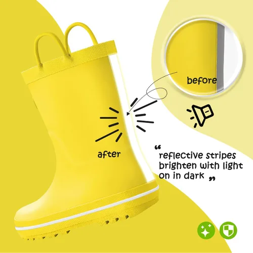 Vista 5 de KomForme - Botas de lluvia para niños, impermeables, de caucho mate, con presillas para poner con facilidad