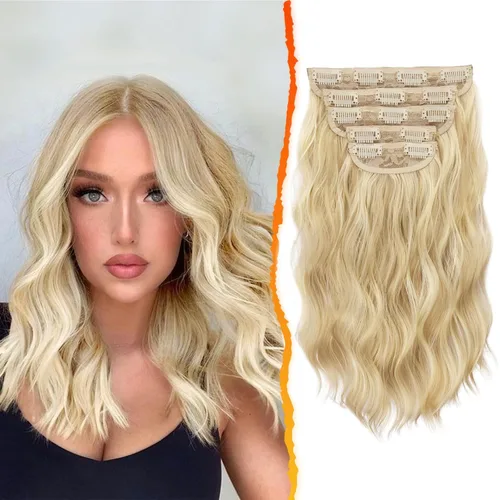 Vista 22 de BARSDAR Extensiones de cabello ondulado con clip negro marrón - 14 pulgadas, extensiones de cabello corto ondulado con clip para mujer - 5 piezas