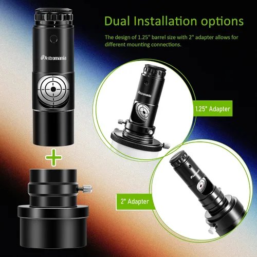 Vista 5 de Astromania Colimador láser para telescopios newtonianos dobsonianos, alineación de telescopios de 1.25 pulgadas, 7 niveles brillantes con adaptador