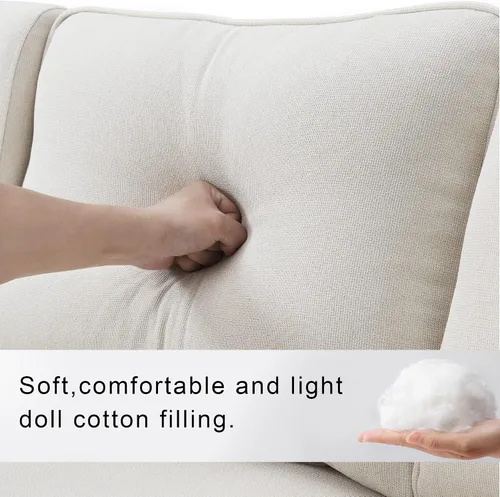 Vista 5 de LUMISOL Moderno sofá de 4 plazas, cómodo sofá modular tapizado con bolsillos para reposabrazos y 4 almohadas, sofá de estilo minimalista para sala