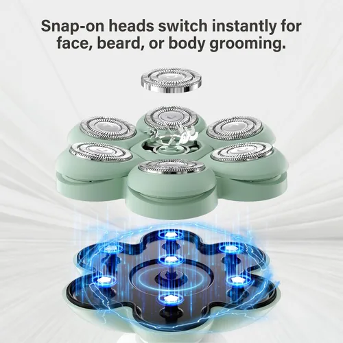 Vista 4 de Afeitadora de peluquería 3 en 1 para hombres, afeitadora de cabeza calva y recortadora de barba, afeitadoras eléctricas para hombre húmedo/seco IPX7