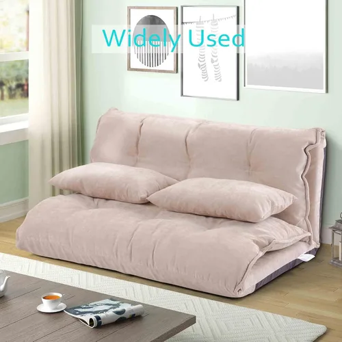 Vista 6 de Sofá perezoso con 2 almohadas, sofá cama de suelo con respaldo ajustable, sofá futón plegable para leer juegos, espacios pequeños, apartamento
