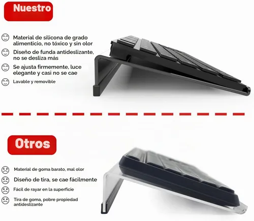 Vista 6 de KOTEMON Soporte de teclado de computadora inclinado de acrílico para escritura ergonómica, soporte para bandeja de teclado con funda antideslizante