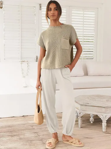 Vista 2 de ANRABESS Conjunto de dos piezas para mujer, suéter de punto y pantalones de cintura alta
