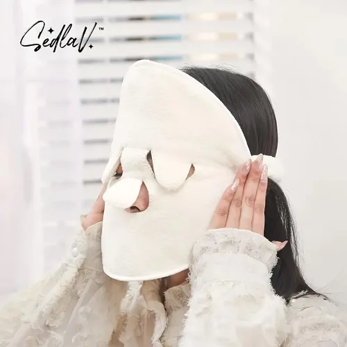 Vista 6 de SEDLAV Toalla facial de compresión caliente de doble capa – Toalla facial reutilizable de forro polar coral para limpieza profunda, vaporizador
