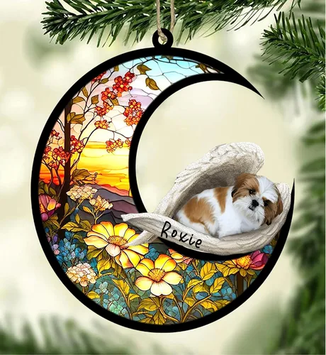 Vista 113 de Atrapasoles conmemorativo personalizado para perros, adorno navideño de Airedale Terrier, recuerdo por pérdida de mascota, regalos conmemorativos