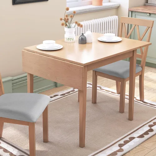 Vista 12 de Merax Mesa de comedor rectangular extensible de madera de 29 a 45 pulgadas con hoja caída, ahorro de espacio, fácil de montar, marrón Marrón/plegable