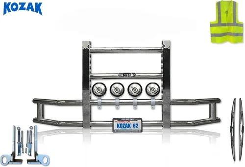 Vista 2 de Protector de parachoques de acero para camión, protector de alce de ciervo compatible con Kenworth T680 2011-2020, 4 x 6 pulgadas, 20 faros LED
