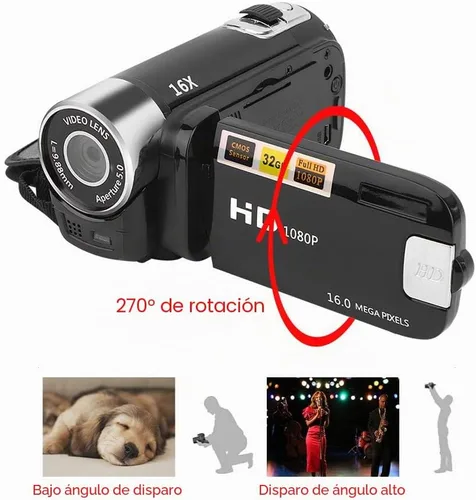 Vista 4 de Focket Retro Videocámara 16X Zoom, cámara de video para adolescentes principiantes 6MP, 2.7" screen, 128GB SD support, built-in mic & speaker