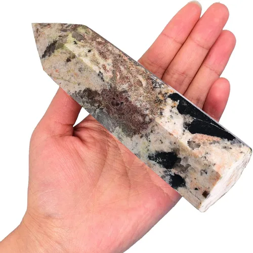 Vista 23 de AMOYSTONE Obelisco de Piedra de Sangre Africana Varita de Cristal Curativo Grande Torre Columna Facetada de 6 Lados Reiki Chakra Meditación Terapia
