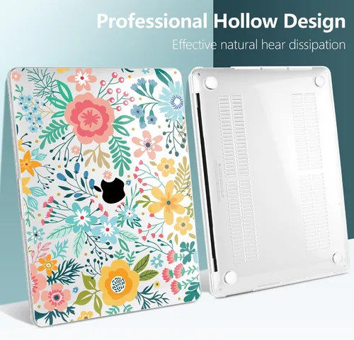 Vista 5 de TWOLSKOO Funda compatible con MacBook Pro de 13 pulgadas 2023-2016 A2338 M2/M1 A2251 A2289 A2159 A1989 A1706, cubierta rígida de plástico y funda