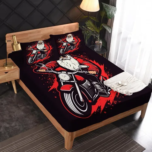 Vista 2 de Sábanas de Navidad tamaño individual – Sábanas divertidas de Papá Noel, microfibra suave y bolsillo profundo, sábanas y fundas de almohada