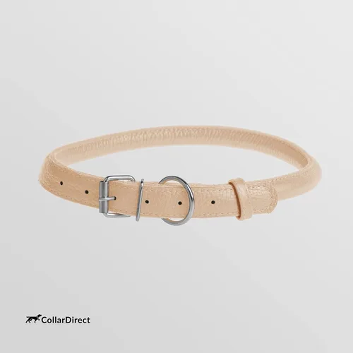Vista 6 de CollarDirect Collar de perro de cuero enrollado, collar redondo acolchado suave para cachorros, collar de cuero genuino hecho a mano para perros