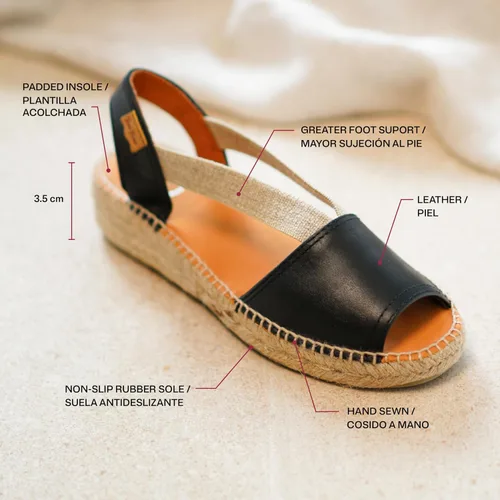 Vista 6 de Toni Pons Etna Mujer 'sleather Alpargatas sandalias Cuero negro