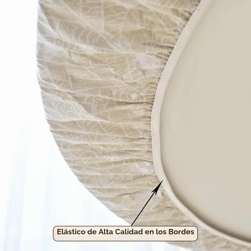 Vista 2 de LIBERECOO Mantel redondo de vinilo ajustable con reverso de franela, borde elástico, impermeable, resistente a las manchas, mantel lavable