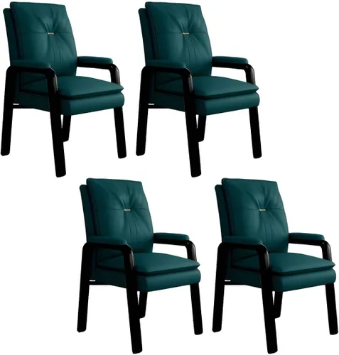 Vista 18 de PU Leather Conference Chair with Fixed Arms High-Back Ergonomic Mahjong Chair Chess Card Room Backrest Computer Chair Long-Term Sitting Mahjong