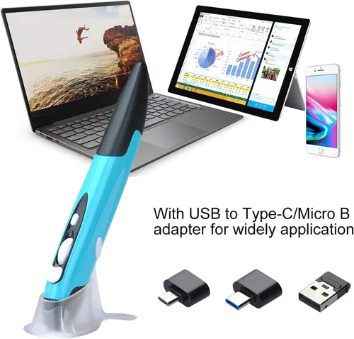 Vista 3 de lychee Ratón óptico inalámbrico de bolsillo, 2.4 GHZ USB inalámbrico óptico mini ratón de aire para PC, portátil, computadora portátil Mac (azul)