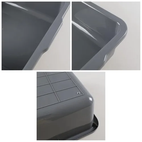 Vista 3 de Paquete de 4 cajas de autobús comerciales, 23 L de plástico, color gris