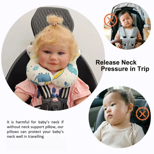 Vista 7 de Almohadas para el Cuello del Bebé, Cómoda Almohada de Soporte para Cabeza y Cuello del Bebé para Viaje, para Asiento de Coche, Cochecito, Carriola