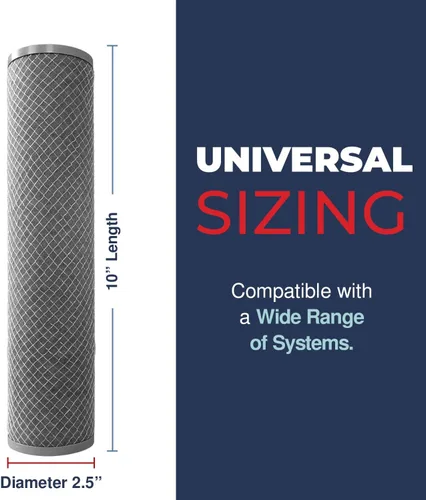 Vista 5 de Fabricado en Estados Unidos, 5 micrones, 2.5 x 10 pulgadas, cartucho de filtro de agua para sedimentos de carbono CTO para toda la casa compatible