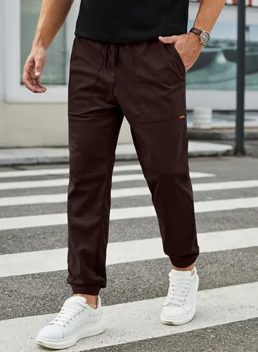 Vista 4 de JMIERR Pantalones de pana para hombre, cintura con cordón elástico, pantalones de deporte cónicos, pantalones cargo pantalones de senderismo