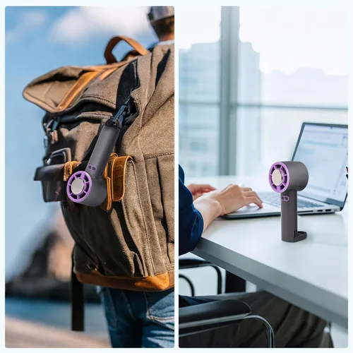 Vista 3 de Ventilador de mano personal - Mini ventilador portátil Y32 Pro I con batería de largo rendimiento - Ultra silencioso para nueva tecnología