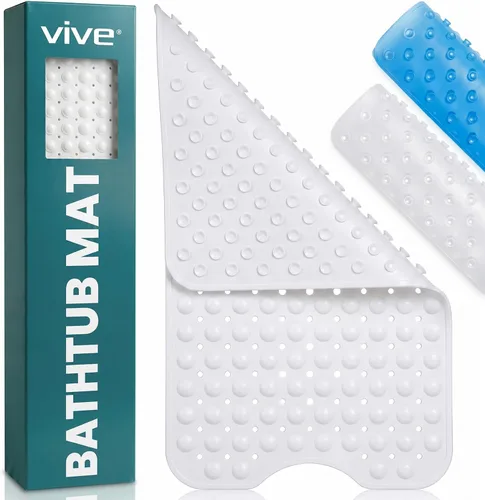 Vista 10 de Vive Tapete de bañera para suelos de baño y ducha, almohadilla antideslizante de goma con succión para bañera, baño, ancianos, niños, respetuosa