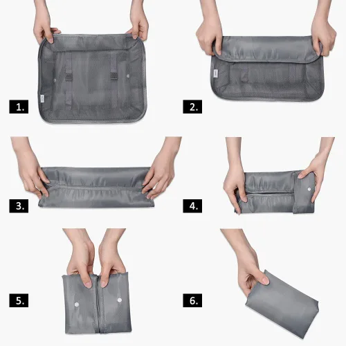 Vista 5 de Packing Cubes - Juego de 7 organizadores de equipaje de viaje con bolsa de aseo 7 piezas gris 6895