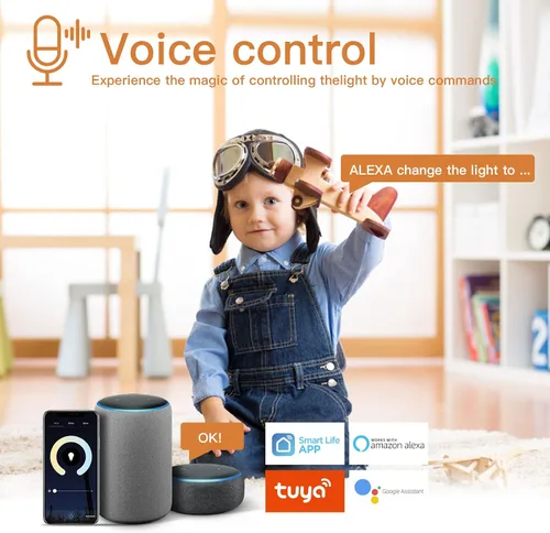 Vista 4 de TALOYA Lámpara de techo inteligente de 10 pulgadas de montaje empotrado LED con luz nocturna RGB, compatible con Alexa Google Assistant, lámpara