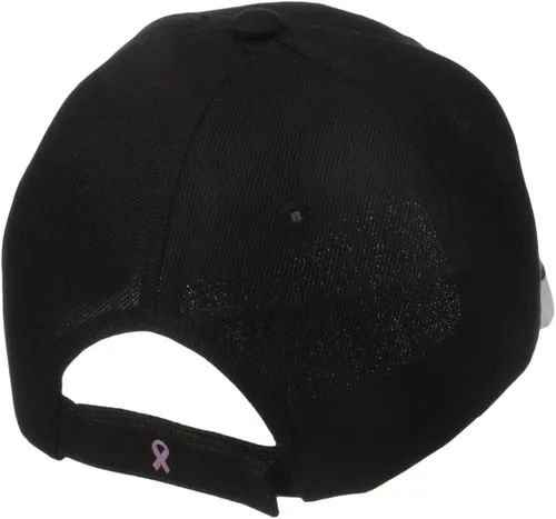 Vista 2 de Gorra beisbolera con brazalete rosado para concientizar sobre el cáncer de mama