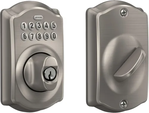 Vista 8 de Schlage - Cerradura electrónica para teclado, borde Camelot, bronce envejecido