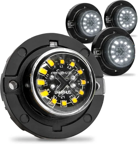 Vista 13 de Lamphus SnakeEye III Ámbar Azul 12W LED Luz estroboscópica oculta [Clase SAE 1] 12V Bombilla redonda impermeable de 1 pulgada para parpadeo de azul