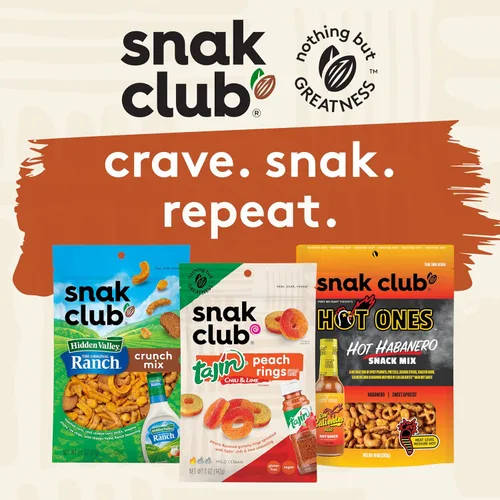 Vista 7 de Snak Club Mezcla de bocadillos al estilo cajún con cacahuetes picantes y especiados, cacahuetes con mantequilla y caramelo, maíz tostado, palitos