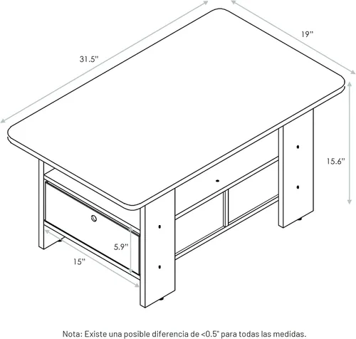 Vista 3 de Furinno 11158DBR/BK - Mesa de centro con almacenaje Espresso/Marrón