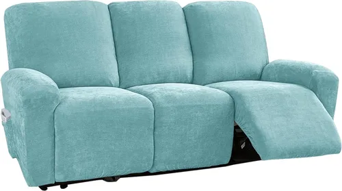Vista 20 de vctops 4 fundas elásticas de felpilla de lujo para sillas reclinables, protector suave de muebles con parte inferior elástica para niños, gatos, Azul
